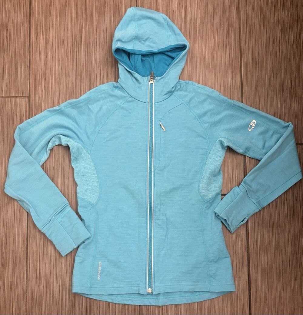 Icebreaker Merino GT Women’s Full Zip Hooded Jacket Blue Medium Running